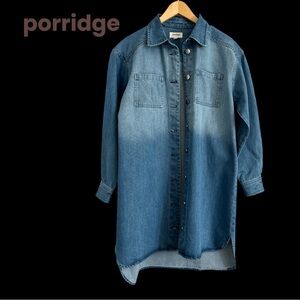 Anthropologie Porridge Denim Chambray Dress Chrome Button-up